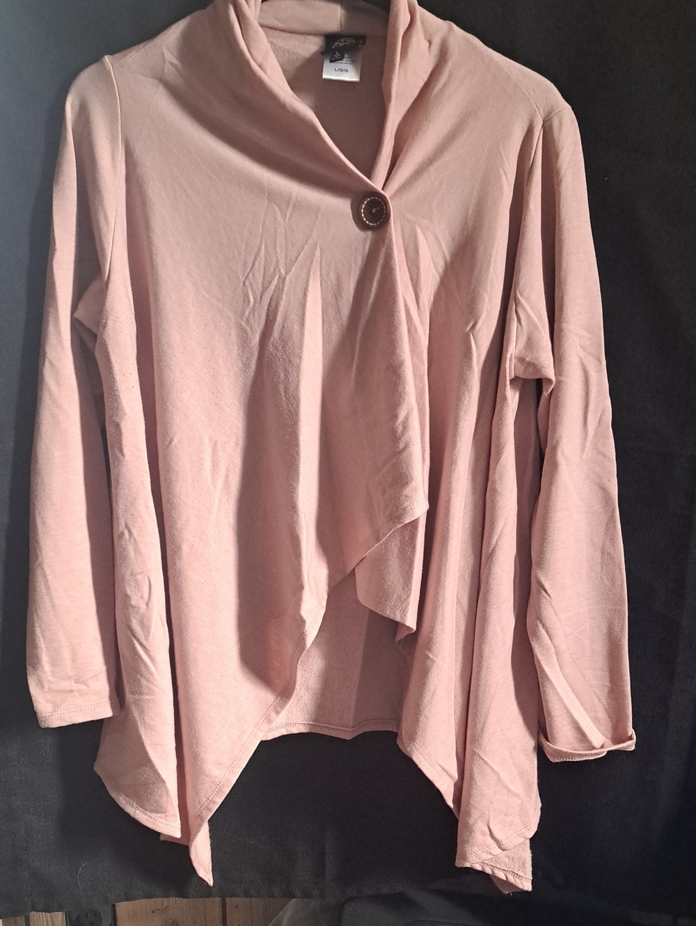 Bobeau Blush Pink Draped Button-Front Cardigan